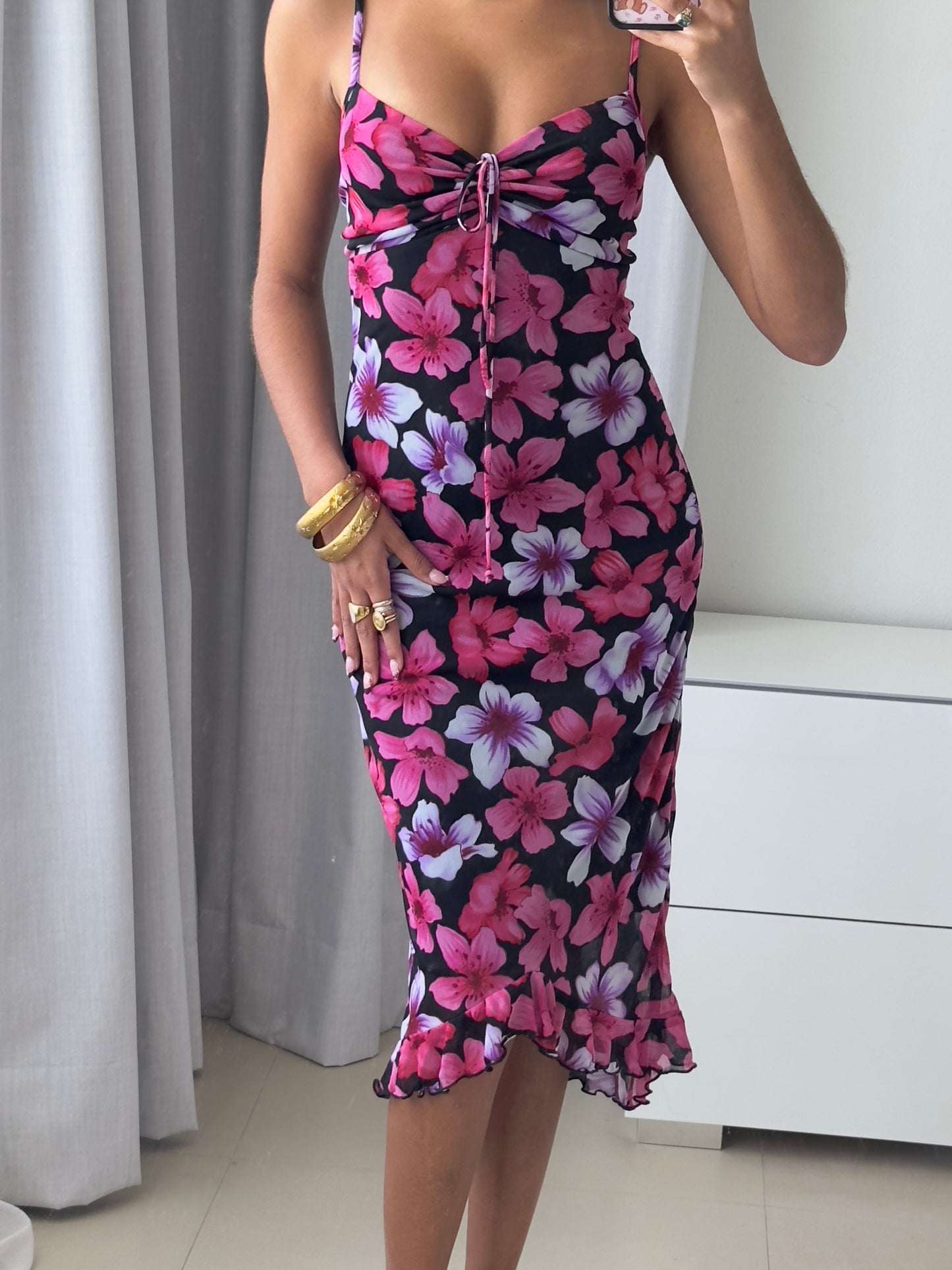 Pink Floral Italian Dress