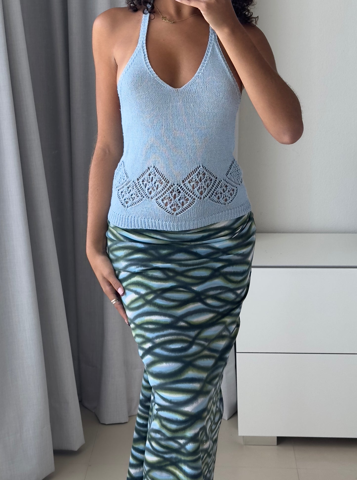 Baby Blue Knitted Halter Top