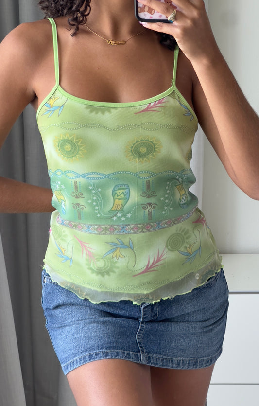 Green Graphic Cami Top