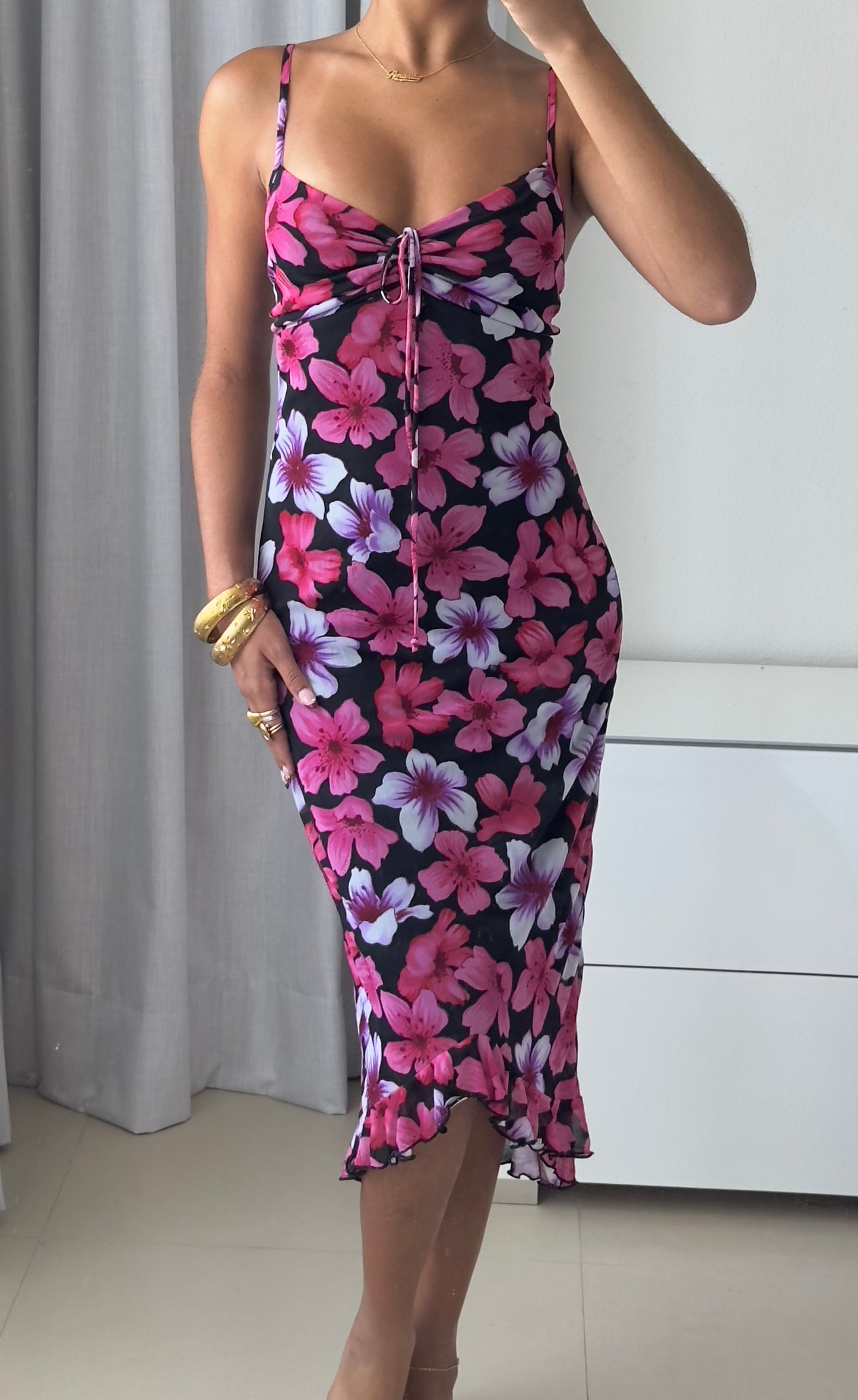 Pink Floral Italian Dress