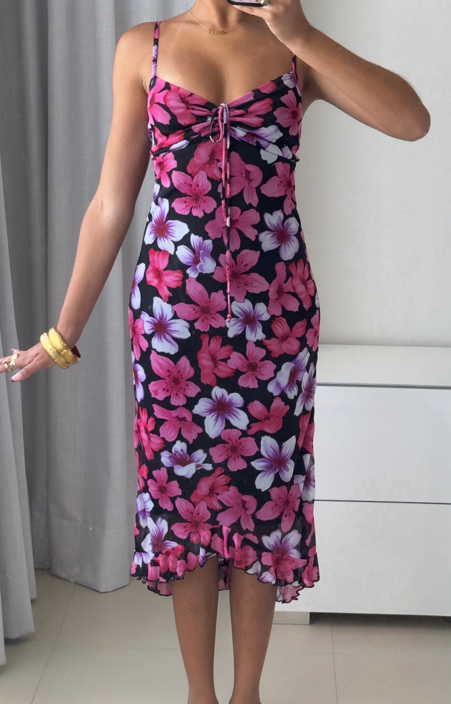 Pink Floral Italian Dress