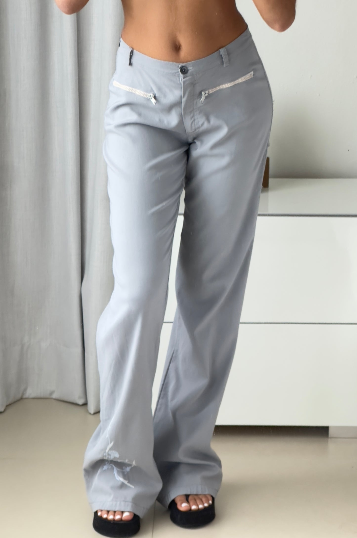 Grey Flower Trousers